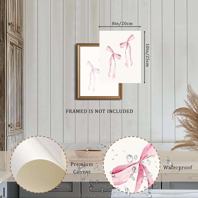 Coquette Pink Bow Jesus Wall Art Decor Posters, Light Pink Bow Christian Room Bedroom Bathroom Dorm Wall Art Decor Aesthetic for College Teen Girls Gifts, Inspirational Bible Verses Bow Wall Decor, 10x8in(UNFRAMED) - Image 2
