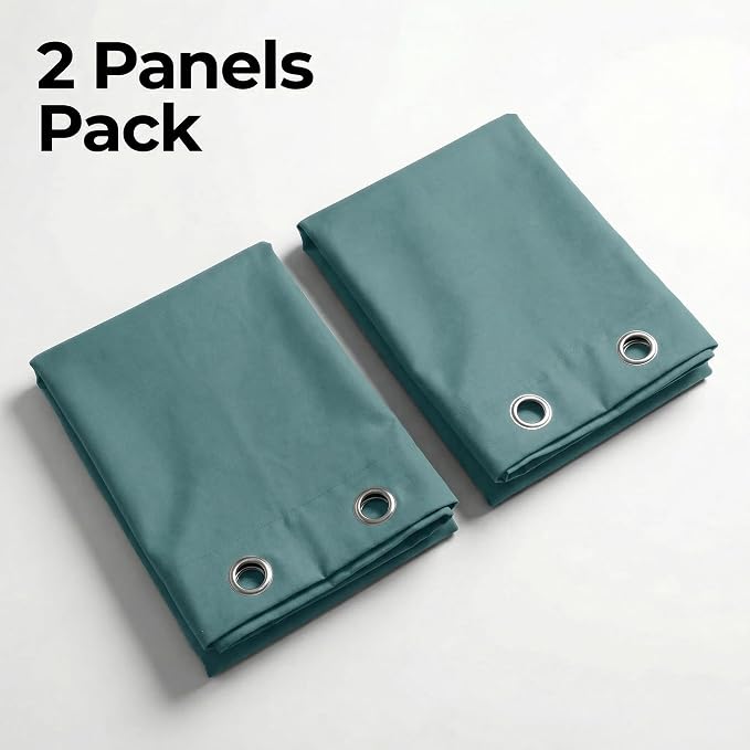 Urban Villa Cotton Grommet Curtains 52x108 (2 Panels) Aqua - Image 5