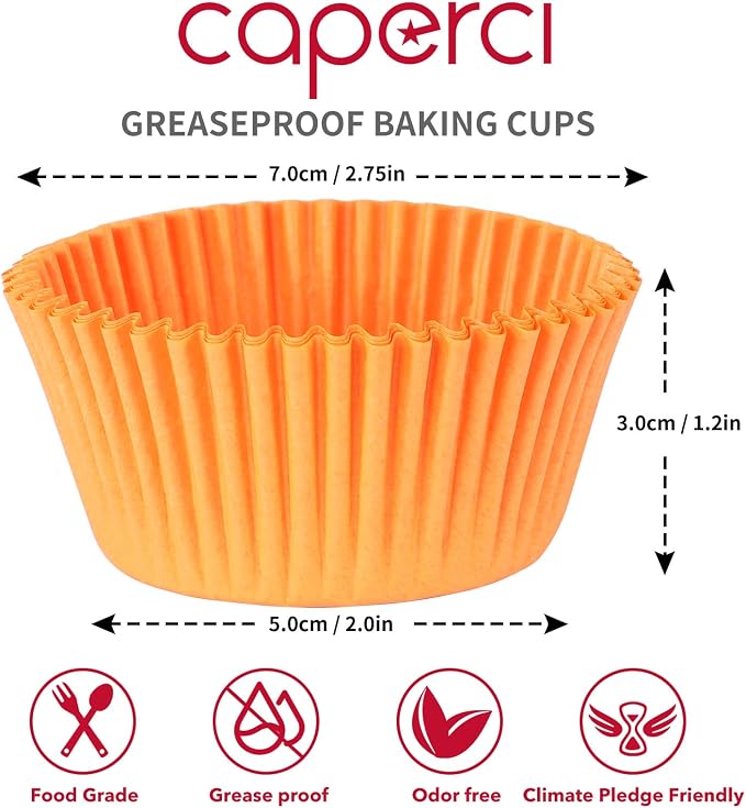 Caperci Standard Orange Cupcake Muffin Liners 500-Count, No Smell, Food Grade & Grease-Proof Paper Baking Cups (Orange) - Image 4