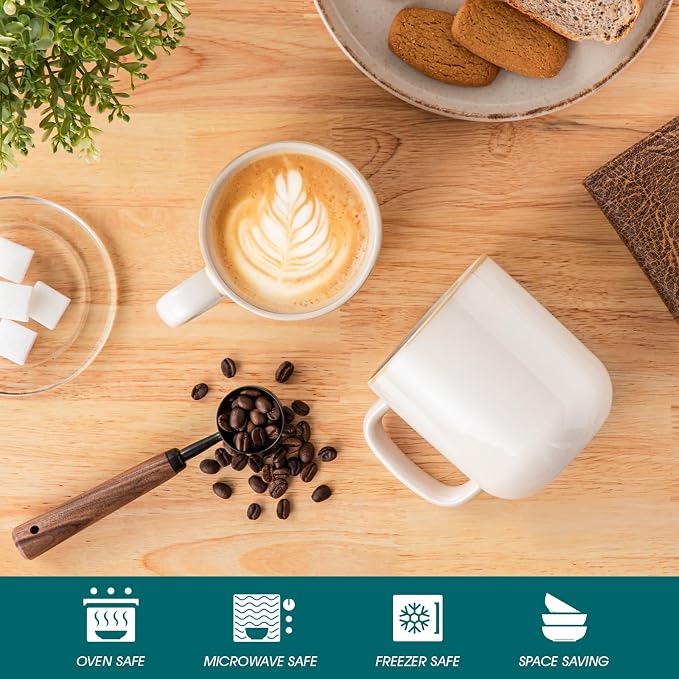 vancasso 16 oz Coffee Mugs Set of 6, Large Ceramic Mug with Handle, Unique Glaze Coffee Cups for Latte, Cappuccino & Hot Cocoa, Dishwasher & Microwave Safe, Beige, Series PLAYA - Image 4