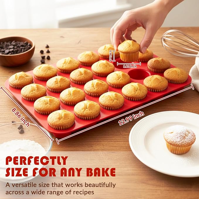 HKNMTT Mini Silicone Muffin Pans for Baking 24Cups BPA-Free Egg Bites Molds | Food-Grade, Non-Stick, Oven Safe, Small Cupcake Pans, Muffin Tin - Image 4