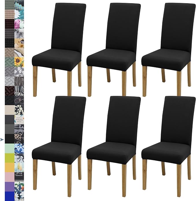 Dining Chair Covers, Stretch Seat Covers, Washable Furniture Protector | 6 Pack, Washable, Stretch Fit, Soft, Non Slip, Dining Chair Covers, Seat Protector, Furniture Protector by BIETYONE