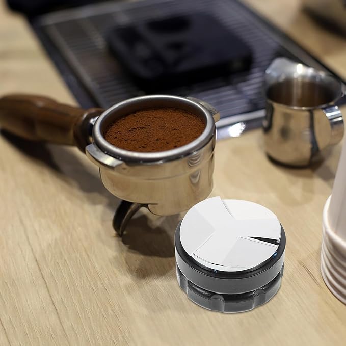 Espresso Coffee Tamper and Distributor with Three-leaf Three-paddle Design Abs Black Coffee Tamping Tool for Even Grounds Distribution Compatible with Espresso Machine Accessories