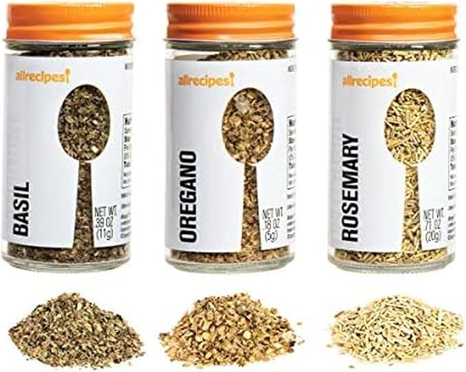 Allrecipes Taste of Italy (Basil, Oregano, Rosemary) in Glass Jars with Removable Sifter Caps for Sprinkling, Set of 3 by Allrecipes