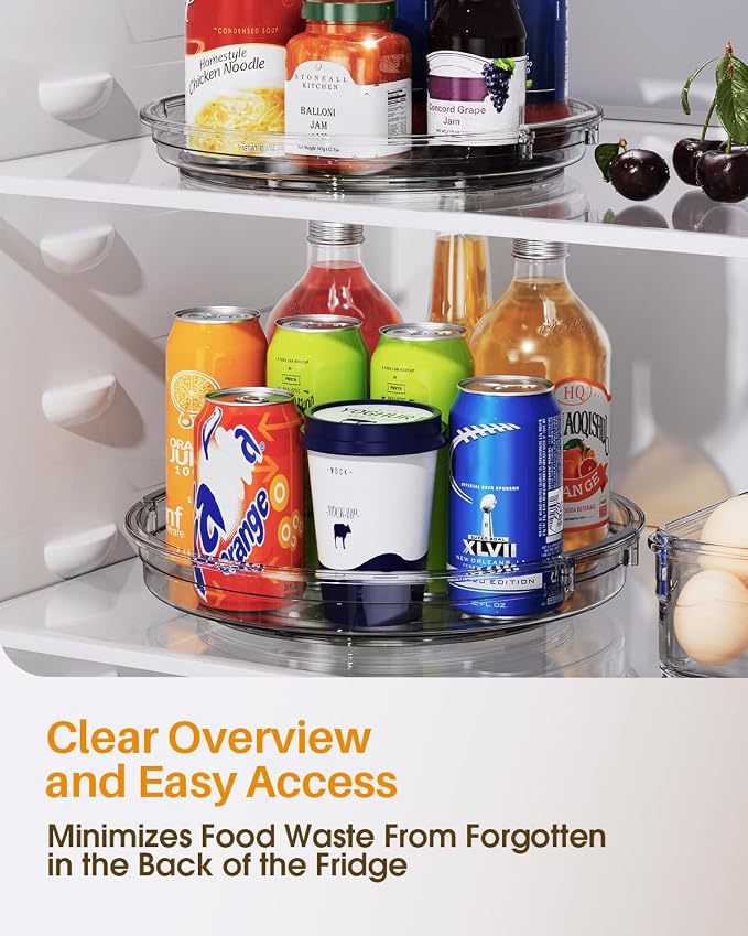 LAMU 2 Pack 10.6in Lazy Susan Organizer Turntable for Cabinet, Lazy Susan for Refrigerator Rotating Organizer for Fridge, Kitchen, Pantry, Countertop, Bathroom, Medicine Cabinet Organizer, Gray - Image 7