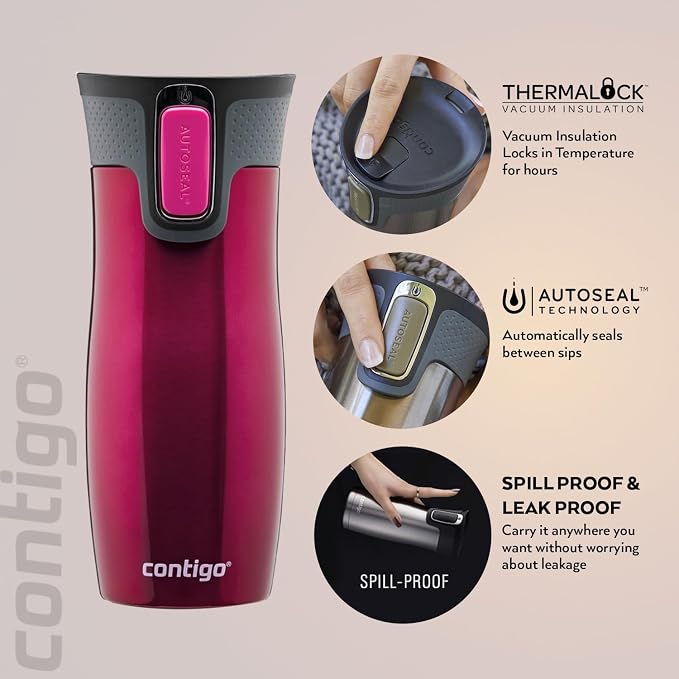 Contigo West Loop Autoseal Travel Mug, Stainless Steel Thermal Mug, Vacuum Flask, Leakproof Tumbler, Coffee Mug with BPA-Free Easy-Clean Lid - Image 8