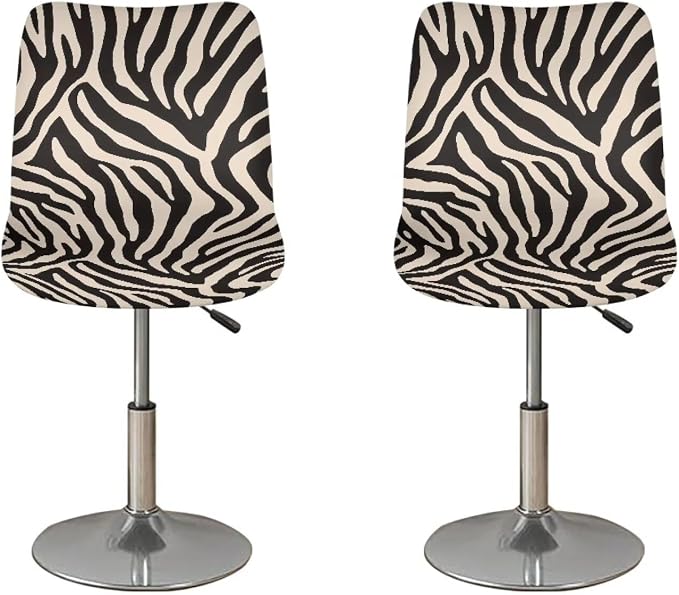 Zebra Stripes Print Bar Stool Chair Covers, 2 Pack Stretchable Non Slip Bar Stool Covers with Backs Decorative High Mid Low Swivel Barstool Covers Slipcovers by Sellikakes