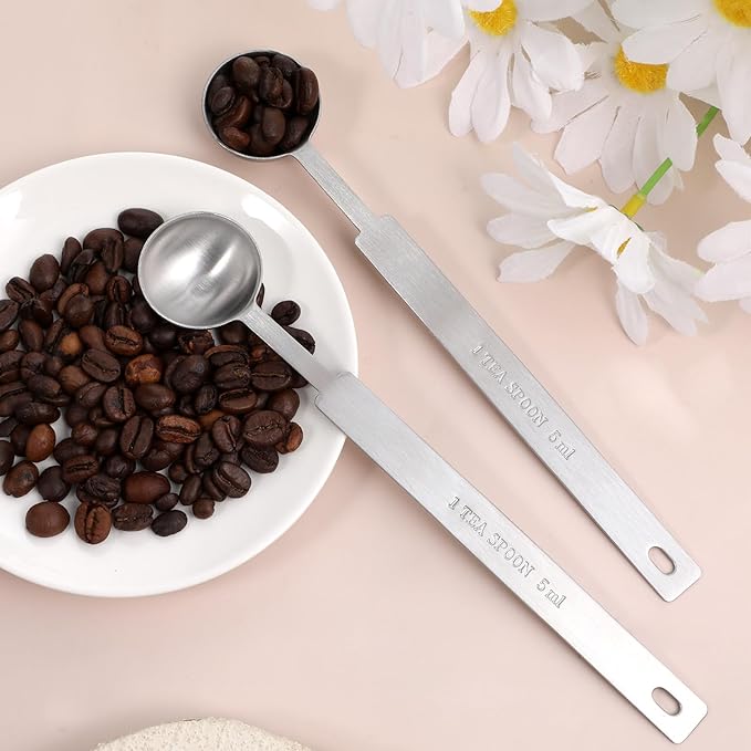 2PCS Measuring Spoon, 1 Tsp(1/3tbsp, 1/6oz, 5ml) Stainless Steel Single Tablespoon Long Handle Teaspoon Scoop for Kitchen Tea Soup Ingredients Cooking & Baking