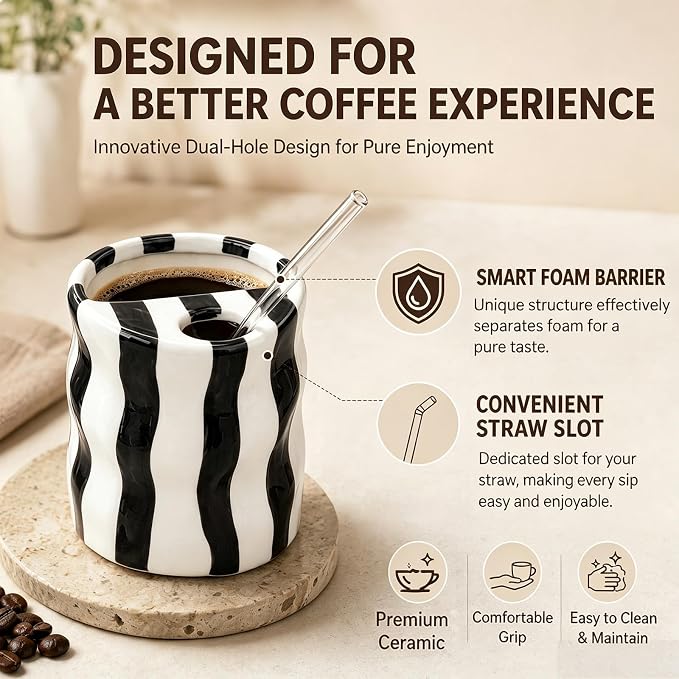 Espresso Cups Ceramic Coffee Mug Series European Striped Dot Coffee Cup And Saucer Mug Cake Plate Afternoon Tea Set Tea Cup And Saucer (Black 3) - Image 2