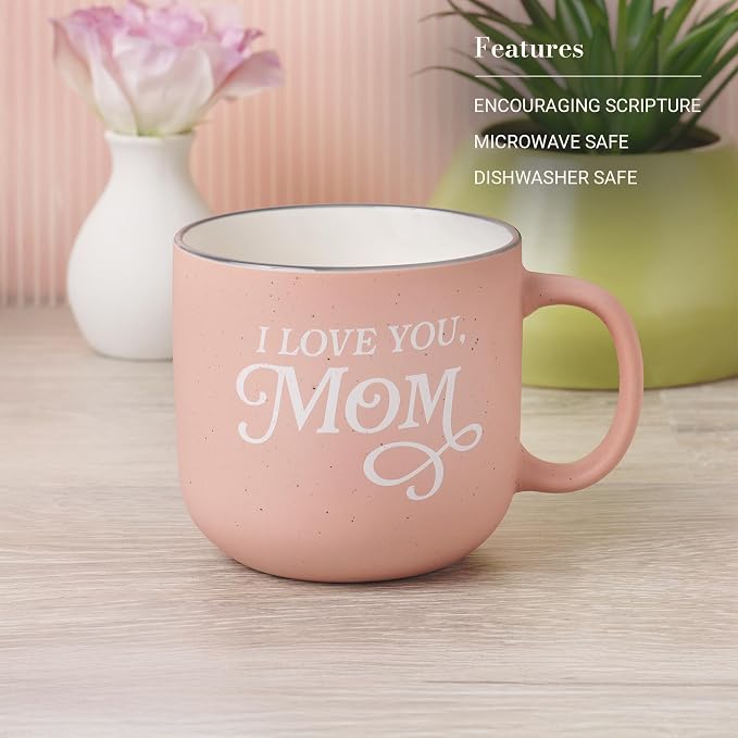 Christian Art Gifts I Love You Mom Coffee Mug, Proverbs 31 Bible Verse, Microwave/Dishwasher Safe, 14 oz, Pink & White Mom Mug, Gifts for Mom - Image 3