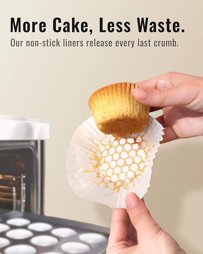 Bake Choice 200pcs Standard Cupcake Liners for Baking, White Muffin Liners | Upgraded Paper, Balance Non-Stick & Non-Slip, Greaseproof Parchment Paper, Cupcake Wrapper for Party, Wedding, Christmas - Image 2