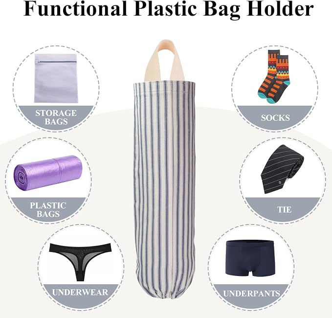 Plastic Bag Holder, Wall Mount Grocery Bag Holder, Reusable Trash Bags Organizer for Home Kitchen Pantry Decor (Blue) - Image 5