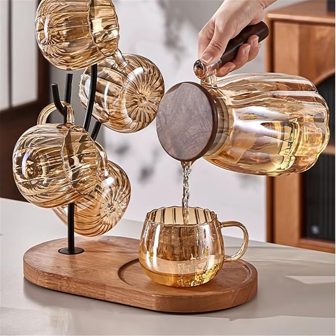 drinking glassware Amber-colored Glass Cup Set, 4 Pcs 15oz - Image 5