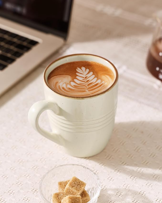 famiware Jupiter Coffee Mugs Set of 4, 13oz Coffee Mug, Microwave and Dishwasher Safe, Coffee Cups with Handle for Coffee, Tea, Cocoa, Milk, Vanilla White - Image 3