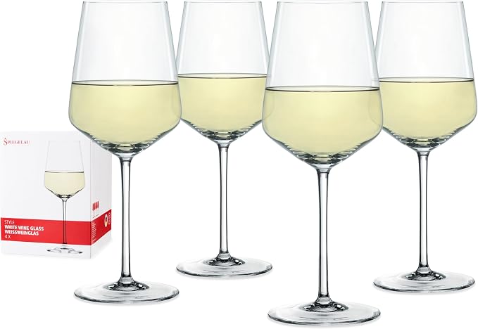 Spiegelau Style Crystal White Wine Glasses Gift Set, Elegant Stemmed Wine Glasses, Stylish Glassware for Dinner Party, Home Bar, Wedding Gifts, Birthday Gifts, Hosting Essentials, 15.5 oz, Set of 4 by Spiegelau