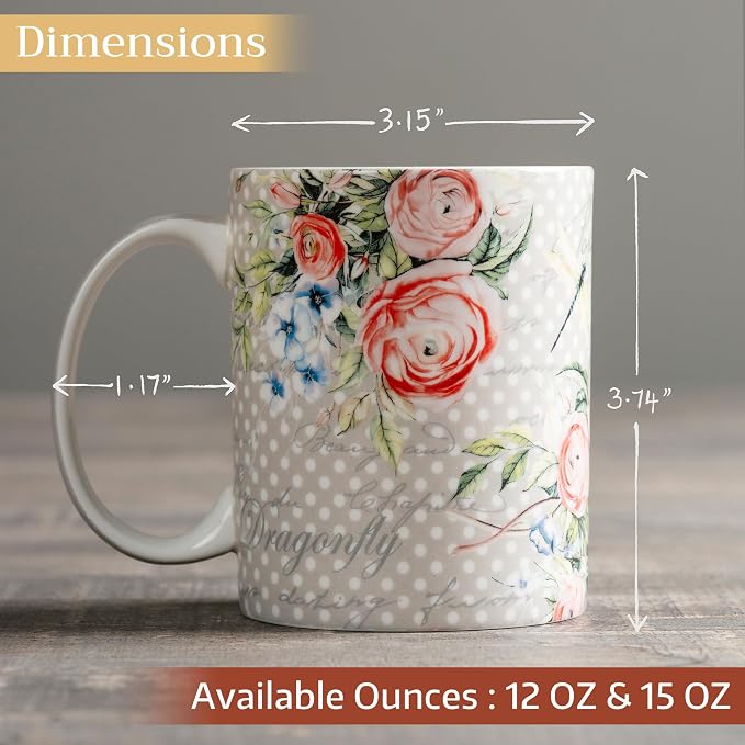 Maison d' Hermine Coffee Mug with Handles Tea Cups (12 Ounce, Pack of 2) | Fine Bone China Coffee Mugs for Hot Beverages Cappuccino Latte Home Restaurant Hotel Spring Summer -Champ De Mars - Image 4