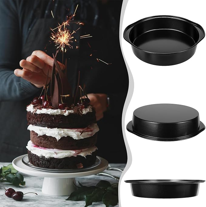 8 Inch Cake Pan, Nonstick 4 Pack Round Cake Pans with 100 Parchment Paper | Cake Pans 8 Inch for Birthday Christmas, Sturdy Circle Cake Pan Sets with Handle for Baking Layer Cakes, Dishwasher Safe - Image 8