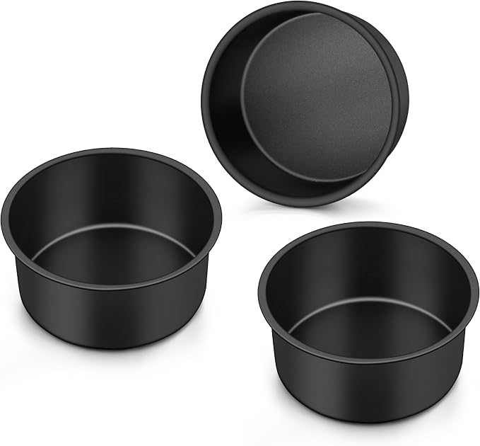 Onader Small Mini Round Cake Pan, 4 Inch Smash Cake Bake Pans Sets of 3 for Baking, Stainless Steel Baking Tins for Birthday Wedding, Nonstick by Onader