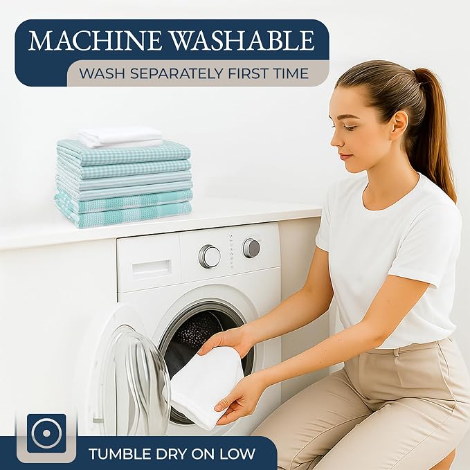 LANE LINEN Kitchen Towels and Dishcloths Sets - 20Pc Kitchen Towel Set, 350 Degree Heat Resistant Oven Mitts & Pot Holder, Reusable Absorbent Dish Cloths for Washing Dishes - Aqua - Image 8