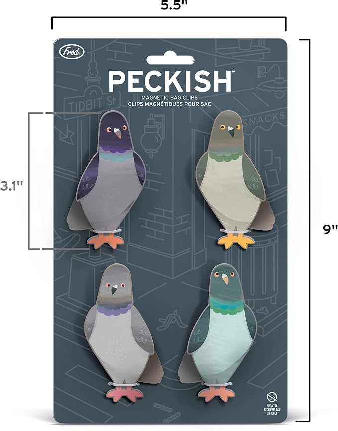 Genuine Fred PECKISH, Pigeon Magnetic Bag Clips, Set of 4, Chip Clips, Bag Clips for Food, or for use on the fridge - Image 2