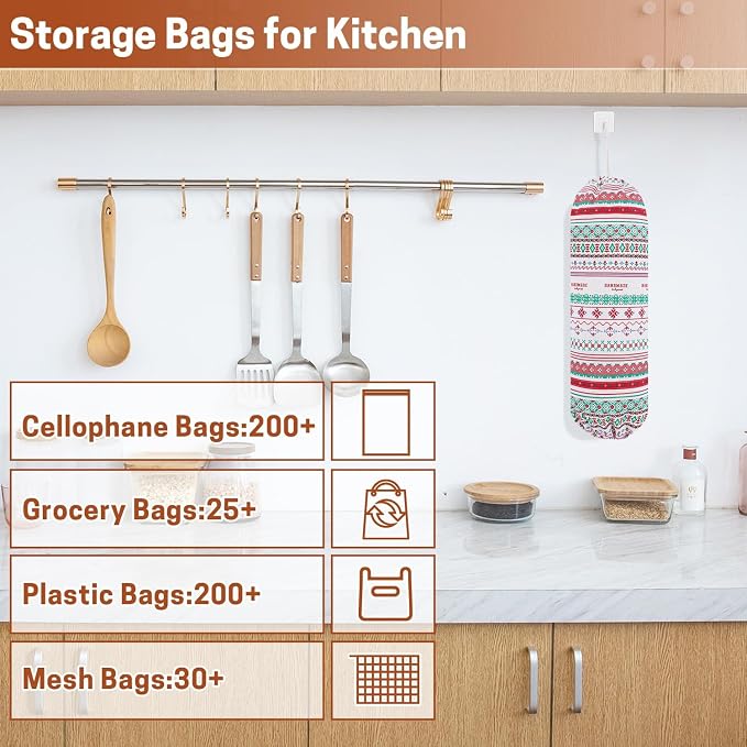 SWISSELITE 2Pcs Plastic Bag Holder, Reusable Plastic Bag Organizer | Wall Mount, Large Grocery Bag Storage Dispenser, 22x9 IN - Image 4