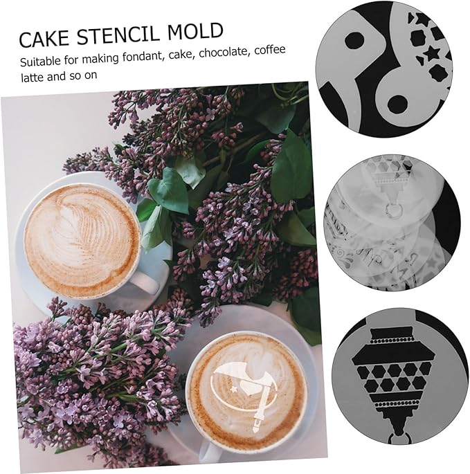 16Pcs Muslim Festival Cake Stencil Molds Baking Templates for Latte Art and Cake Decorating Lightweight Compact Design Smooth Surface Easy to Use and Clean