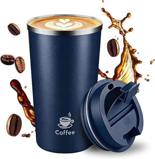 17oz Travel Coffee Mug ,Leakproof Vacuum Coffee Cup Insulated Tumbler | 304 Stainless Steel, Double-Wall Vacuum Insulated, Leakproof, Fits Hot & Cold Drinks Car Cup Holders, Travel, Office by Unknown