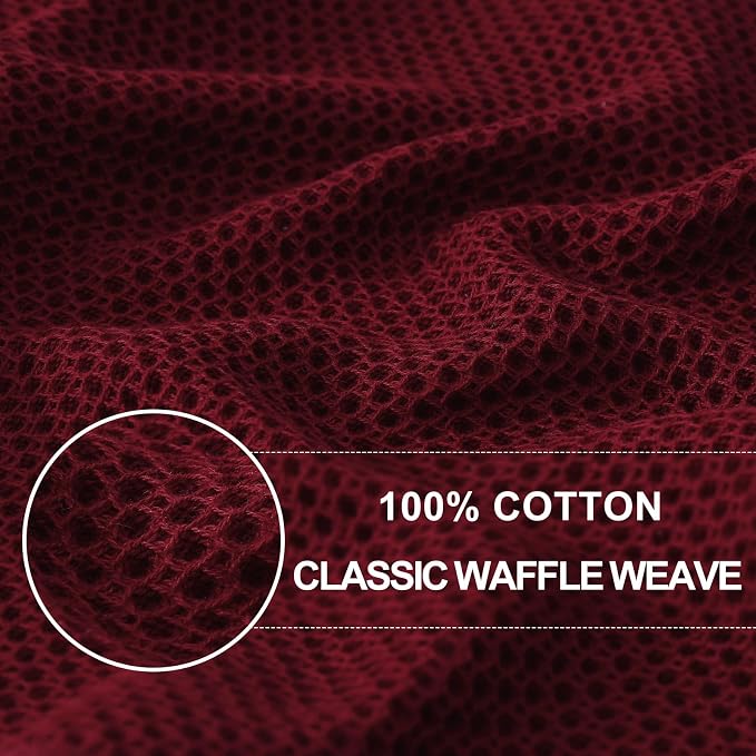 Homaxy 100% Cotton Waffle Weave Kitchen Dish Towels 6-Pack, Burgundy | 13 x 28 Inches, Ultra Soft Absorbent Dish Towels, Quick Drying Cleaning Towels - Image 2