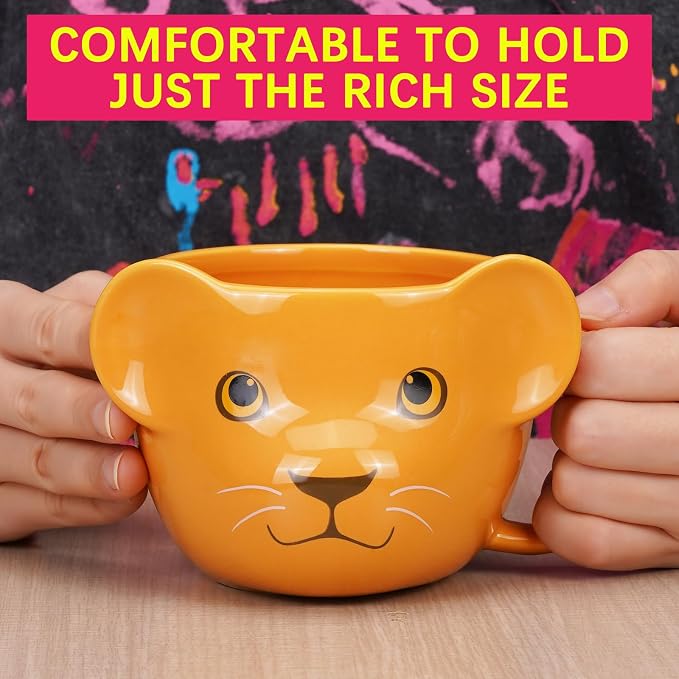 Lion Mug 16 oz Cute Ceramic Coffee Mug 3D Porcelain Tea Cup for Women Kawaii Gifts for Christmas, Housewarming, Holidays, Birthdays, Men, Kids, Friends Yellow - Image 6