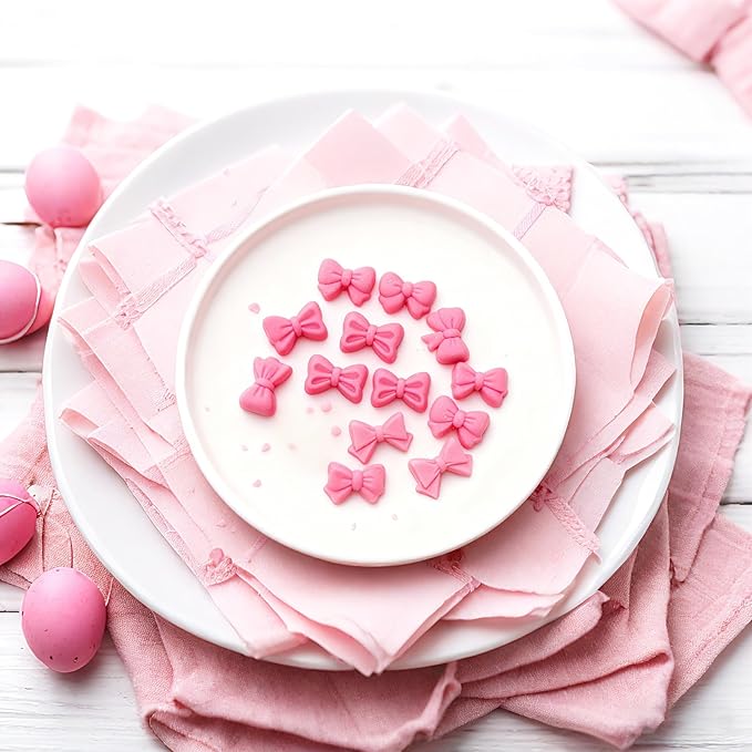 Silicone Mini Bow Molds, Featuring 6 Different Bow Shapes, Are Suitable For Making Candies, Jellies, Cookies, Sugarcraft, Pastries, Cake Decorations.