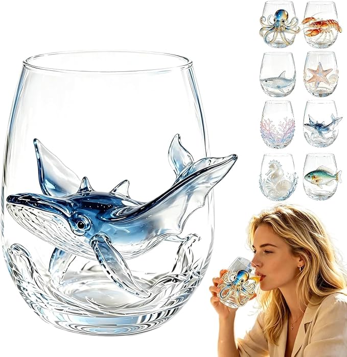 Artisan Blue Octopus Glassware Handmade 3D Ocean Decor Gift by Unknown