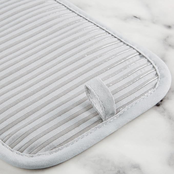 KITCHENAID Quilted Cotton Terry Cloth Oven Mitt, Pot Holder, Kitchen Towel 4-Pack Set, Heat Resistant, Silicone Grip, 16"x26", 7"x13" & 7"x10", Matte Grey - Image 6