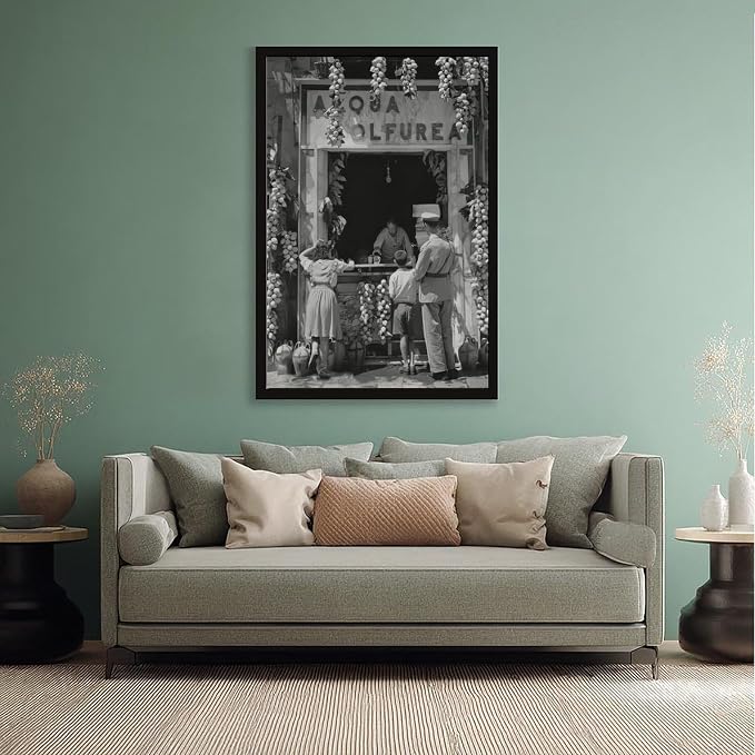 UXCBIA Italian Lemonade Seller, Streets of Naples 1940s, Black And White, Vintage Poster Canvas Poster Bedroom Decor Sports Landscape Office Room Decor Gift Black Frame 24x36in(60x90cm) - Image 5