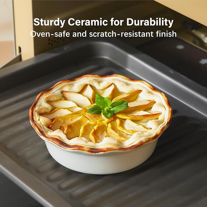 ONEMORE Mini Pie Pans, 6.8 inch Ceramic Pie Dish for Baking Nonstick Small Pie Pans Deep Dish Pie Plates Mini Tart Pans, Ideal for Chicken Pot Pie & Desserts, Individual Pot Pie Baking Dishes Set of 4 - Image 2