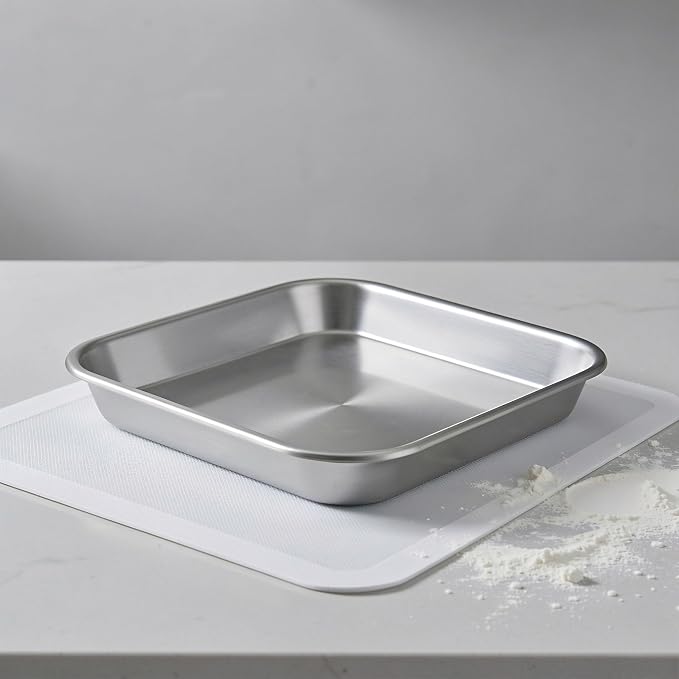 ibasenice 4pcs Stainless Steel Bakeware, Non-Stick Baking Cake Trays for Toaster Oven: 5.5 X 5.5" Multipurpose Pastry Making Sheet for Bread/Cookie Baking - Image 6