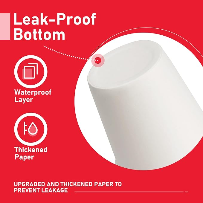 500 Pack 3 oz Disposable Paper Cups for Bathroom, Mouthwash Cups, White Small Drinking Cups, Leak-Free Small Coffee Cup for Daily Use, Travel, and Camping - Image 4