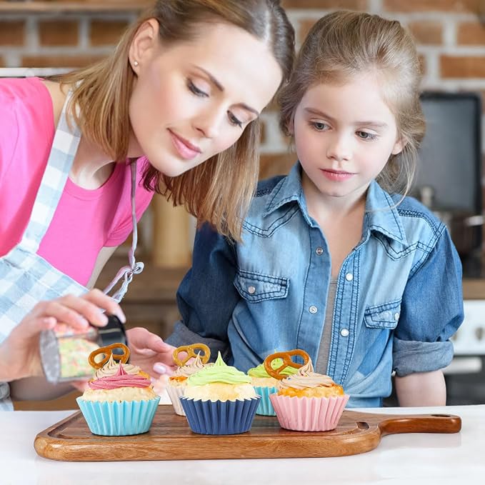 Caperci Grease-Resistant Standard Cupcake Liners 150 Counts - Heavy Duty Paper Muffin Baking Cups, Odorless, No Muffin Pan Needed, Easily Peels (Navy Blue) - Image 6