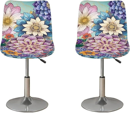 2 Pcs Bar Stool Covers Dining Chair Replacement Cover with Elastic Band Non-Slip Bottom for Barstool Padded Chair Slipcover,Bohemian Flower by Sellikakes
