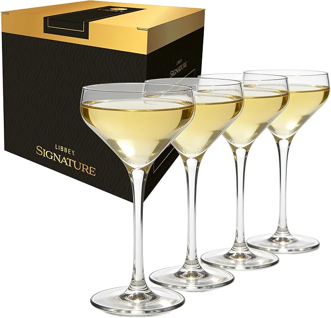 Libbey Signature Coupe Glasses Set of 4, Timeless Cocktail Glasses for Drinks and Desserts, Bar Glassware for All Occasions by Libbey