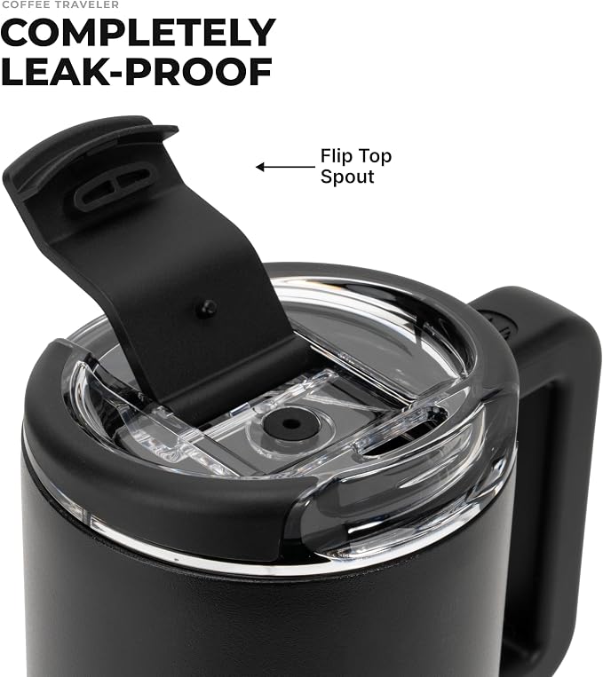 HydroJug Coffee Traveler 20oz Ceramic-Lined Mug with Handle, Black - Image 4