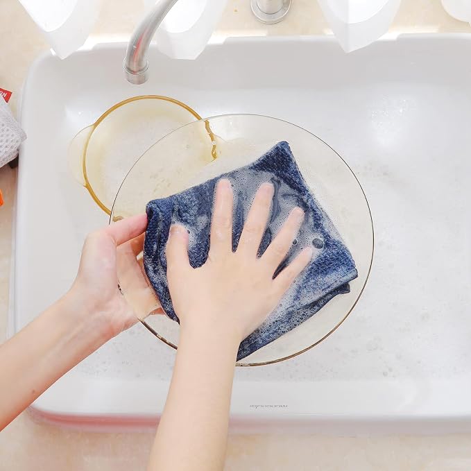 Homaxy 100% Cotton Waffle Weave Kitchen Dish Cloths 12-Pack, Navy Blue | 12 x 12 Inches, Ultra Soft Absorbent Dish Towels, Quick Drying Dish Rags with Hanging Loop - Image 4
