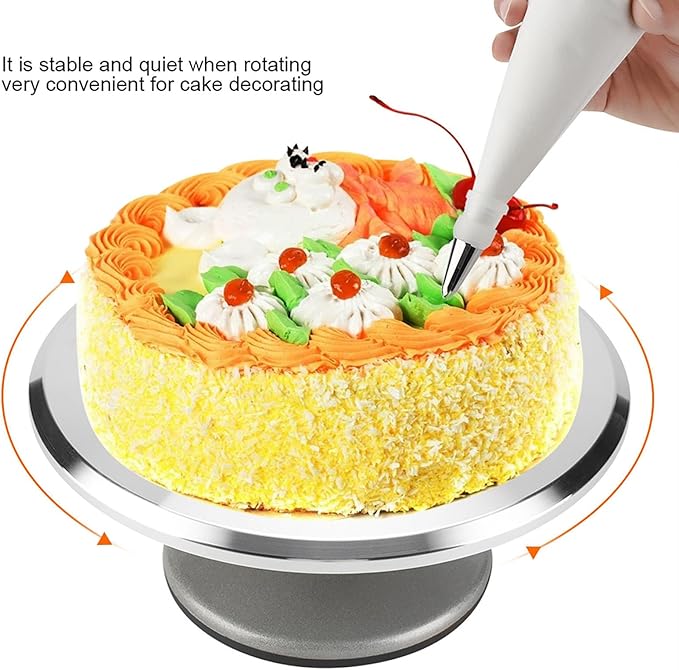 Cake Stand, Rotating Cake Turntable Revolving Cupcake Stand Metal Cupcake Decorating Pastry Baking Decor Tool Stable Base, Easy to Clean