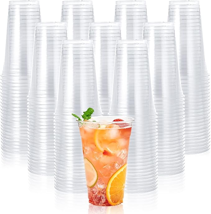 Lilymicky 600 Pack 20 oz Clear Plastic Cups, PET Disposable Drinking Cups, Crystal Clear, Perfect for Ice Coffee, Smoothie, Soda, or Any Cold Drinks