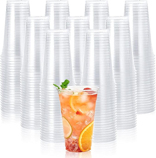 Lilymicky 600 Pack 20 oz Clear Plastic Cups, PET Disposable Drinking Cups, Crystal Clear, Perfect for Ice Coffee, Smoothie, Soda, or Any Cold Drinks