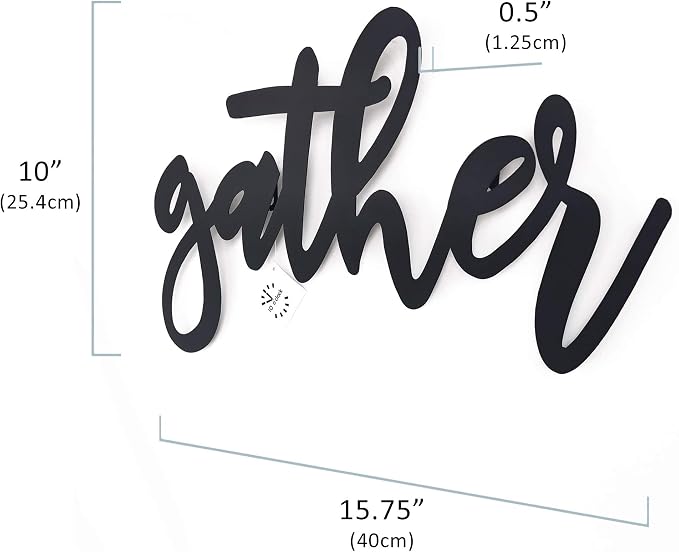 10 o'clock Gather Black Metal Wall Word Sign inch by 15.75"x10" Wall Decor • Farmhouse Decor • Family Wall Art • Decorations for Living Room Decor • Home Decor… - Image 4