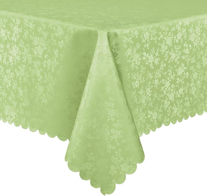 Smiry Rectangle Waterproof Heavy Duty Vinyl Tablecloths, 60 x 120 Inch | Wipeable Washable Floral Embossed Table Cover for Kitchen and Dining Room, Indoor & Outdoor Use, Sage Green by Smiry