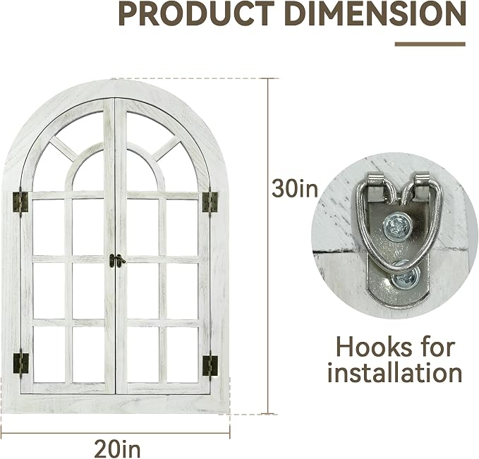 Window Mirrors for Wall Decor -White Arched Wall Mirror Farmhouse Wall Decor Wood Frame Decorative Wall Mirrors Like Window for Bedroom, Living Room, Entrance, Dining Room - Image 7