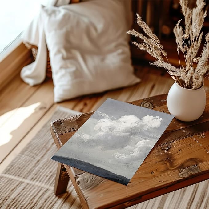 XOCUUI Vintage Unframed Canvas Wall Art, Blue Sky Cloud Oil Painting Wall Art for Living Room, Vintage Antique Retro Bathroom Bedroom Kitchen Office Decor Prints (8x10 Inch) - Image 5