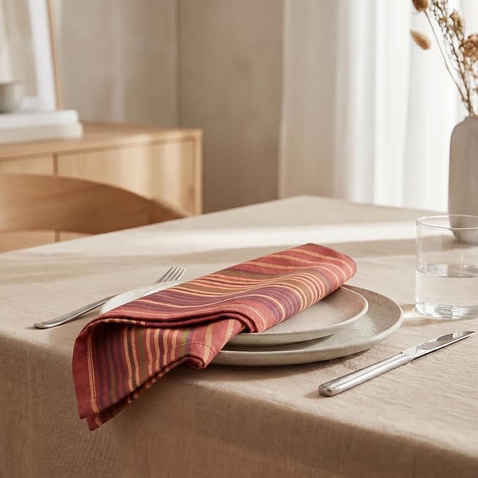 Urban Villa Cloth Napkins Cotton 20x20 (Set of 12) Fall Stripes - Image 4