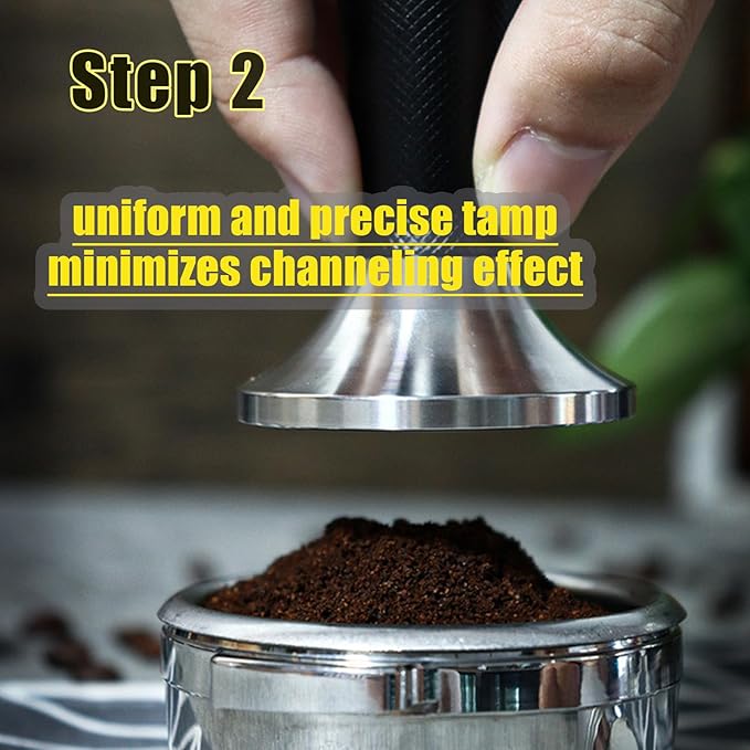 2 in 1 with Espresso Tamper, Magnetic Set 53mm Espresso Coffee Tamper for 54mm Portafilter Basket,Coffee Distributor Tamper for Espresso Machine Accessories,Handle Press Tool (Black)